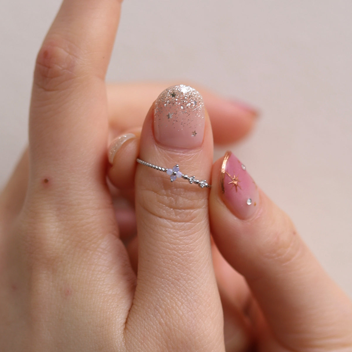 Moonstone Flower Ring